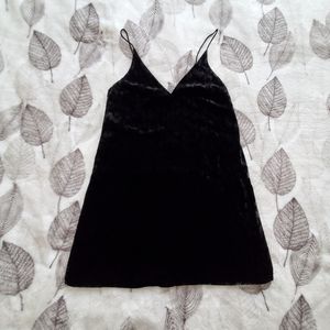 Zara Velvet Strap Slit Little Black Dress